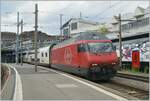 The SBB Re 460 055 (Re 460  91 85 4 4460 055-7 CH-SBB) wiht his IR90 to Brig in Lausanne.