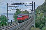 A SBB Re 4609 is wiht his IR 90/95 by the castle of Chillon on the way to Geneva Airport. 

28.05.2025