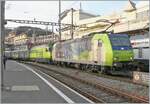 The BLS Re 485 001 and BLS Re 465 014 are traveling with a sugar beet train and are waiting in Lausanne for the blocking distance to the IR 90 in front.

November 4th, 2024