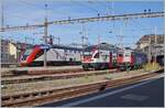 A SBB RABDe 502  Twidexx  on the way to Geneva, a SBB RABe 511 on the way to Vevey and the SBB Re 6/6 11668 (Re 620 068-7)  Stein Säckingen  in Lausanne. 

22.08.2024