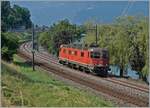 The SBB Re 6/6 11 (Re 620 037-2)  Sonceboz-Sombeval  near Villeneuve on the way to Lausanne. 

30.06.2025