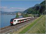 The SBB Flirt 3 523 108 is the R3 n the way from St Maurice to Vallorbe. This trains runs by Villeneuve. In the background the Castle of Chillon.

05.06.2023