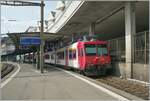 At the Lausanne station on the plattform 70 is arrived the SBB RBDe 560 384 Domino comming from Kerzers . 
31.08.2024