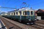 EBT 576 201 pushes an extra train out of Burgdorf to Konolfingen on 17 May 2025 during the train bonanza  150 Years Emmentalbahn , that, thanks to nice old stock, a region wide operation, the best of