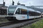 On a rainy 22 June 2024 ThurBo 744-8 stands sidelined at Brugg AG.