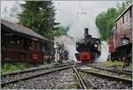 After arriving in Chaulin, the SEG G 2x 2/2 105 of the Blonay Chamby Railway in Chaulin goes straight into the locomotive treatment, where the locomotive is supplied with water and coal.