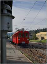 The now newly revised RhB ABe 4/4 I 35 of the Blonay-Chamby Railway arrived in Blonay as the last train of the day and is now taking the MOB car parked here with it to Chaulin. August 4, 2024