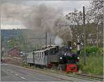 The SEG G 2x 2/2 105 by the Blonay-Chamby Railway is leaving Blonay.