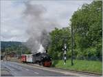 The SEG G 2x 2/2 105 by the Blonay-Chamby Railway with his service to Chaulin is leaving the Blonay Statlion.