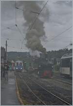 Les chemin de fer disparus - The Vanished Railways (Zell - Todtnau 1889 1967) - The SEG G 2x 2/2 105 of the Blonay - Chamby Railway leaves Blonay with its freight train 10573, heading for Chamby.