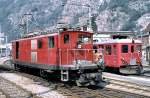 HGe 4/4 No 16 (ex BVZ) and BDeh 2/4 No. 41 (ex FO) at Brig, August 21st, 1979.