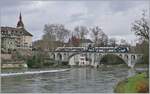 Two AVA BDWM ABe 4/8  Diamant  on the Reuss Bridge in Bremgarten.