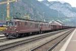 BLS 180 -after having detached herself from the back of the train- is now in front of the freight at Erstfeld on 4 June before the climb to Gschenen is begun.