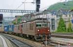 On a very very grey&rainy 14 September 2010 BLS 172 hauls a container train through Spiez.