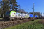 On 26 February 2025 BLS Cargo 475 419 hauls a container train through Oisterwijk.