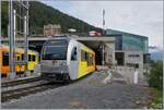 The new BLM Be 4/6 101  Eiger  leaves the Grütschalp station as the R66 to Mürren, in the background you can see the Be 4/6 102  Mönch  which will then be made available as the next