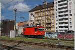 The CJ Gem 2/2 521 leaves La Chaux-de-Fonds towards Le Noiremont to pick up a freight train not far from La Chaux de Fonds.