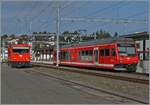 The CJ Gem 2/2 522 and GTW ABe 2/6 632 in Le Noirmont.