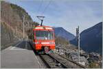 The TMR BDeh 4/8 21 (UIC 90 85 838 0872-4 CH-TMRSA) as local train service is on the way from Vallorcine to Vernayaz and makes a stop Trient. 

November 19, 2025