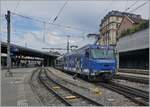 The MOB Ge 4/4 8001 is leaving with his GoldenPass Express to Interlaken Ost the Montreux Station.