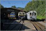 Autour de la voie ferrée / Around the iron railway (autumn event 2024) - Since diesel traction (for construction trains) should not be missing from the topic around the tracks, the MOB Gm 4/4 was in use at the B-C in 2004. This presented the opportunity for a surprise - the  MOB Alignment ! The MOB Gm 4/4 2004, the MOB FZe 6/6 2002 (today B-C) ​​and the MOB BCFe 4/4 N° 11 (today B-C) ​​are nicely lined up in Chaulin. September 7, 2024