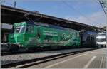 The Ge 4/4 8004 appears in a new  Swiss tainable  advertising dress. The Ge 4/4 8004 is waiting in Montreux with its GoldenPass Express GPX 4074 to depart for Interlaken Ost. 
October 30, 2024