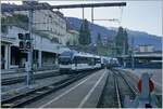 A rather unusual shunting train approaching the platform tracks in Montreux: MOB ABe 4/4 9301 shunting GPX wagons. 

April 4, 2025