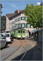 The TPC BDeh 4/4 301 with its Bt 352 on the way to Leysin looks for the narrow path through the old town of Aigle.

July 27, 2024