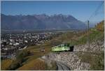 With the TPC A-L Bt at the top and the TPC A-L BDeh 4/4 310 pushing, the R 70 336 climbs the slope up from the valley towards Leysin Grand-Hôtel.
The Aigle Dépôt A-L station can be seen at the bottom left.

November 2, 2024