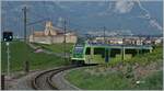 In the vineyard near Aigle, the new TPC ASD ABe 4/8 471 is on the way to Aigle and offers a view of Aigle Castle.