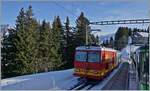 The TPC BVB HGe 4/4 32 wiht his train on the way from Col de Bretaye to Villars by his stop in Bouquetins.