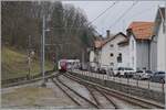 A TPF narrow-gauge train arrives at its destination, Broc Fabrique, from Bulle.

Note: A few days after this photo was taken, the line was closed and converted to standard gauge.

April 3, 2021