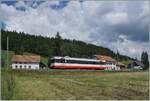 The transN (ex cmn) BDe 4/4 N° 8 is on the way as R 22 319 from La Chaux de Fonds to Les Ponts de Martel and has just reached the small stop Les Coeudres.  

June 27, 2024