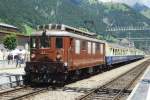 Centenary of the BLS at Frutigen: Saturday 29 June was soaked in rain and mist, Sunday lived up to its name. As is evident in this photo of BLS 251 with museum stock at Frutigen. 