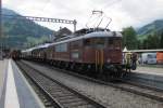 BLS 205 has joined 208 in front of the extra Swiss Classic Train bound for Bern, seen at Frutigen in te evening of 30 June 2013.