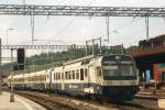 Scanned picture of BLS EMU 732 entering Spiez on 25 May 2004.