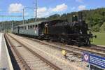 Ex-EBT Lok-2 hauls an extra train into Sümiswald-Grünen on the Emmentalbahn on 18 May 2025.