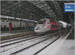 The first snow! In Lausanne, the Lyria TGV Rame 4729 is waiting to depart for Paris Gare de Lyon.