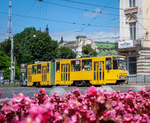 Tatra KT4SU tram No.1075 (route 2) turns from Volodymyr Vynnychenko Street to Lychakivska Street. This tram was in operation from 1985 to 2025, but is now out of service and awaiting scrapping. Instead, a Swiss tram has been put on the route. Taken on August 2, 2023.