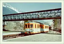 A SNCF Z600 is arriving at Chamonix. 
scanned negative/ spring 1997