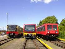 S-Bahn-Trains on an exposition in Berlin Sch�neweide, Year 2000.