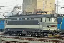 Fifty shades of grey? Grey, grey and grey with black elements are seen on LokoTrain 242 558 at Breclav on a grey first day in 2017.