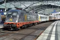 Hector rail 242 517 stands in front of a FlixTrain in berlin Hbf on 5 April 2018.