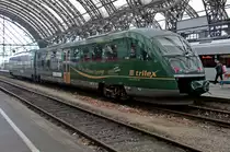 Arriva/TriLex VT06 departs from Dresden Hbf on 7 April 2017.