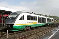  Arriva Vogtlandbahn VT11 calls at Marktredwitz on 22 September 2014, having just missed the rain.