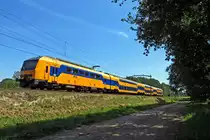 On 24 June NS 7534 speeds through Tilburg Oude Warande.