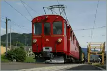 The RhB ABe 4/4 N� 35 by the Blonay-Chamby on the way to Vevey by a stop in Blonay. 
12.06.2011